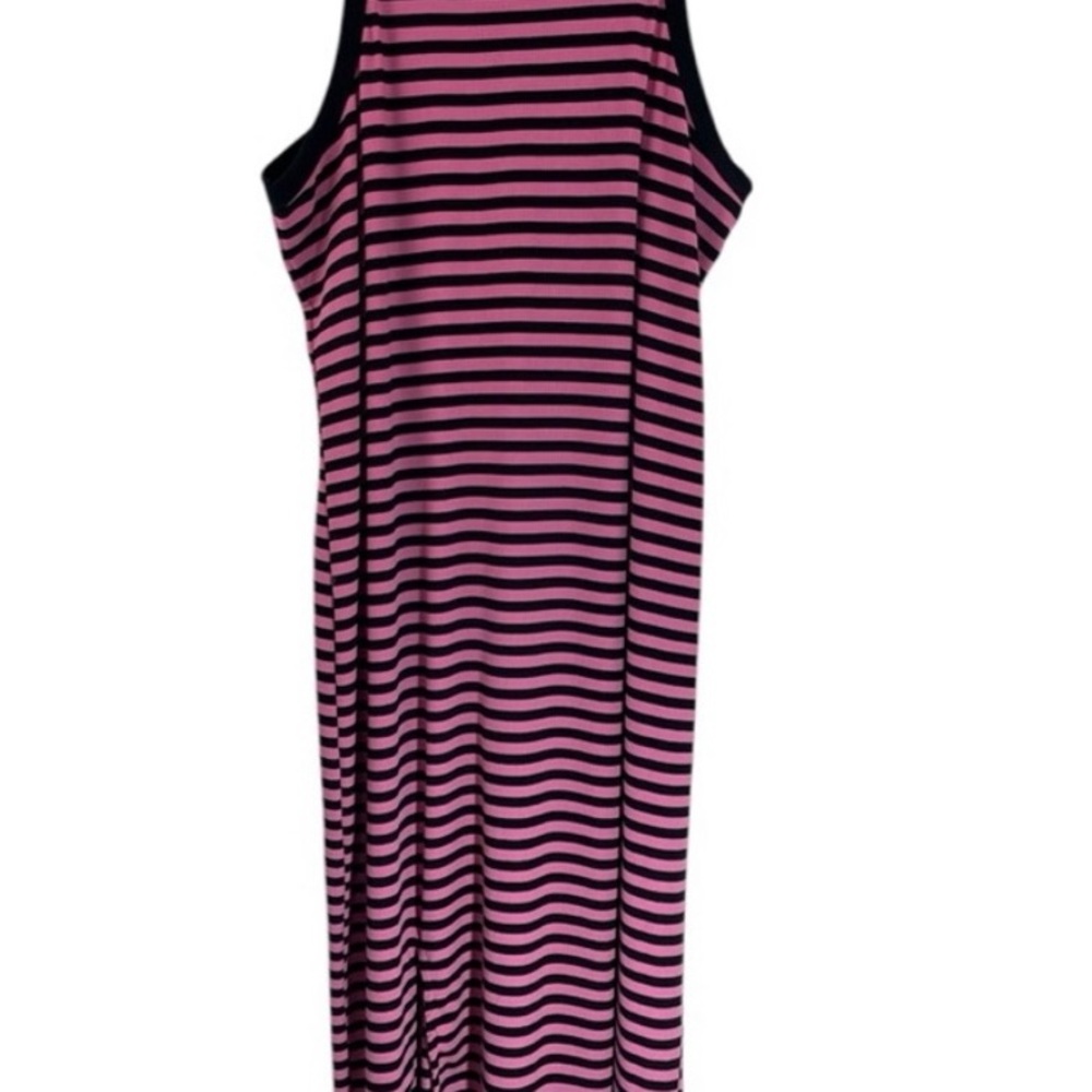Striped Pink and Black Sleeveless Dress